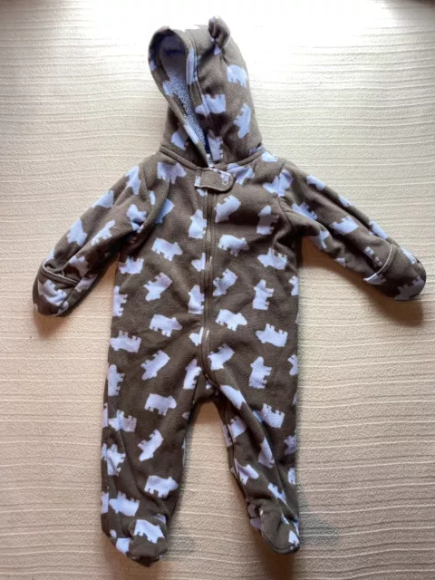 Carter’s One Piece Romper 9 Months Baby Fleece Jumpsuit Jacket Hooded/Footed