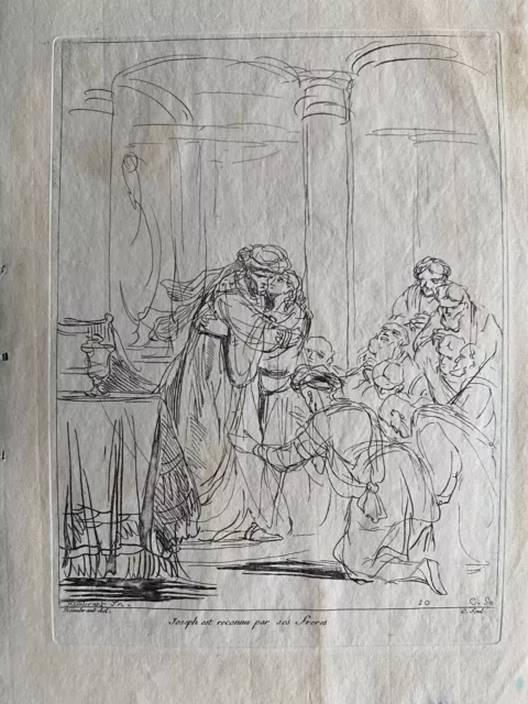 1730 Antique Print; Joseph est reconnu par ses frères after Rembrandt