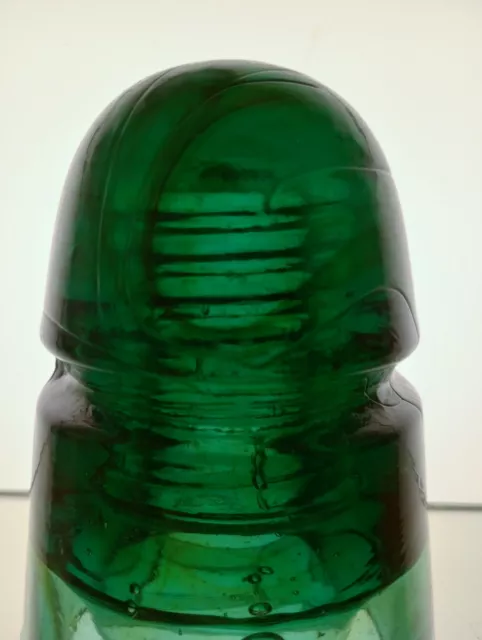 Color! Dark Green With Amber Swirls B Glass Insulator. 2