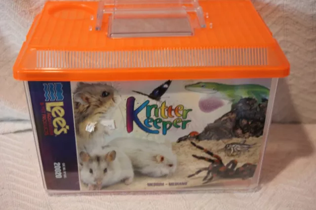 Lee's Kritter Keeper Rectangle Terrarium Snap Tight Lid Medium Pet Orange #20020