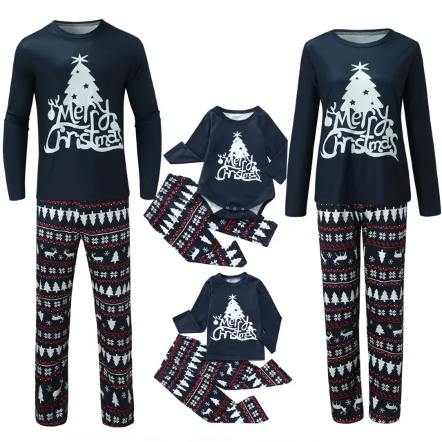Christmas Family Matching Kids Adult Pajamas Sleepwear Xmas PJs Sets Nightwear