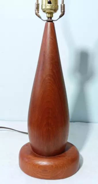 MCM Mid Century Modern 60's Danish Style Teak Wood Table Lamp 23”