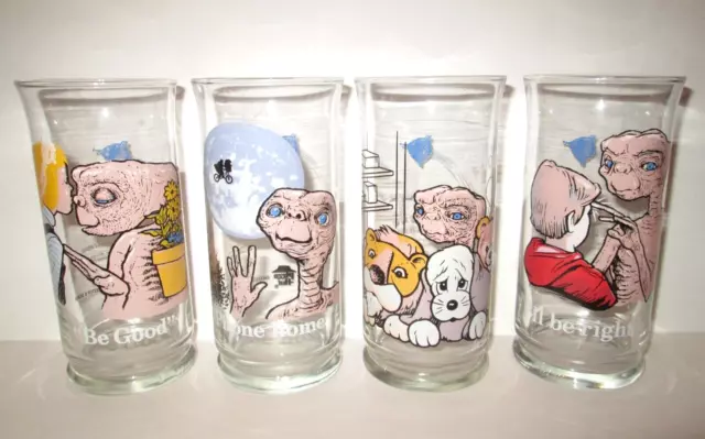 E.T.  The Extra-Terrestrial 1982 Pizza Hut Complete Set of 4 Collector Glasses