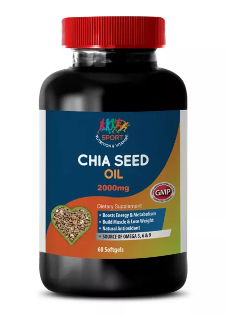 Omega 6 - Chia Seed Oil 2000 - Organic Chia Seed - Non GMO - 1 Bot 60 Ct