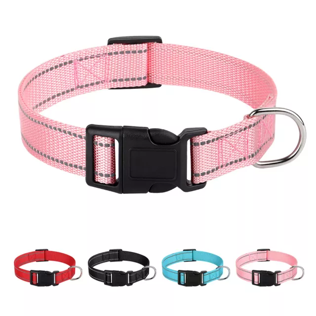 Reflective Dog Cat Collar Nylon Adjustable Soft Pet Puppy Collars Bulldog XS-L