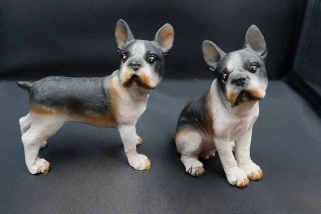 Lot 2 Resin Dogs Boxer Puppies, Figurines Pups