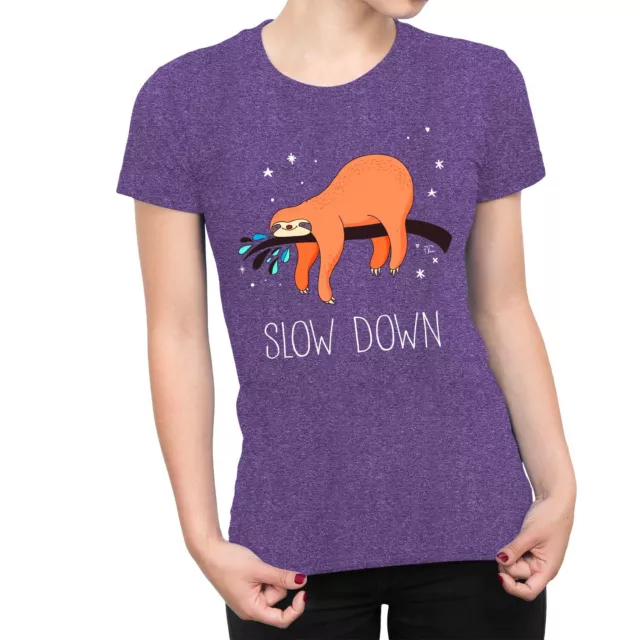 1Tee Womens Slow Down Sloth T-Shirt