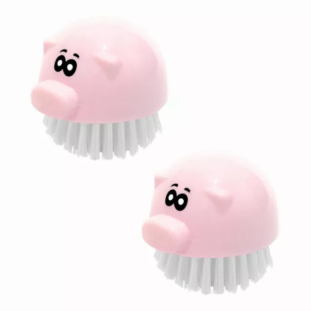 2 x Cute Piggy Shaped Nail Brush Novelty Gift Present Manicure Pedicure Brush