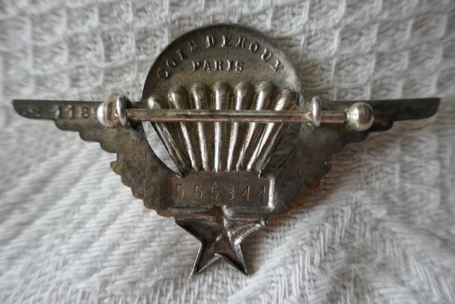 INSIGNE BREVET PARACHUTISTE numéroté matriculé RCP Indochine 1948 F