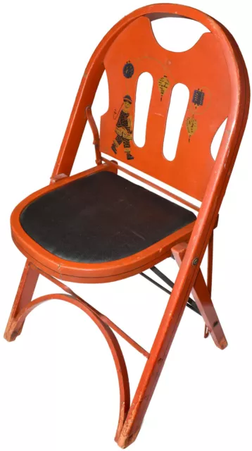 2 RASTETTER "Solid Kumfort" FOLDING CHAIRS - Pair - 1930s Art Deco - Chinese Red