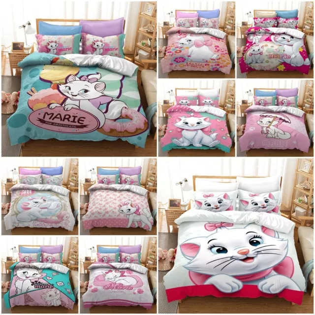 Disney Aristocats Marie Cartoon Quilt Duvet Cover Bedding Set Single Double Gift