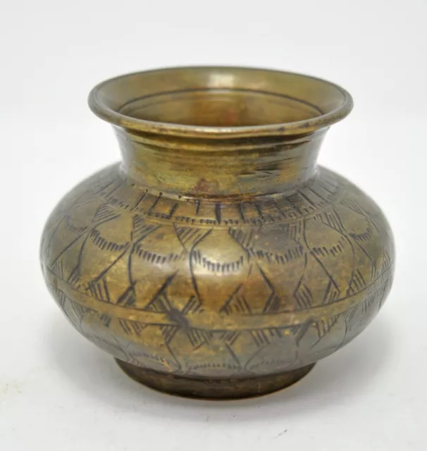 Antique Brass Small Water Drinking Pot Lota Original Old Hand Crafted Engraved