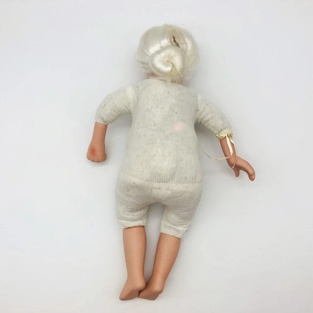 Vintage Cloth Doll Porcelain Bisque Sewn Body 16" Grandma Nana Grumpy Babydoll 3