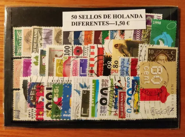 Lote De 50 Sellos Diferentes Usados De Holanda