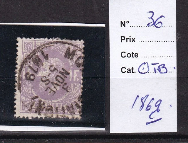 Belgique 1869 N° 36-Obl.tb-Voir Scan-B548