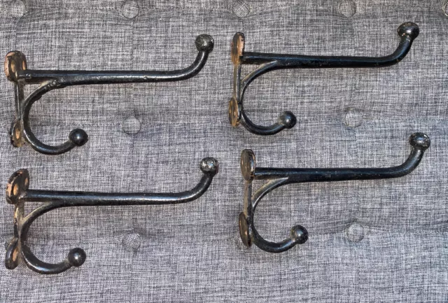 4 Genuine Vintage Coat Tack Hook Harness Large Barn Find 8” Long Black Paint