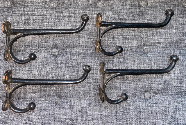 4 Genuine Vintage Coat Tack Hook Harness Large Barn Find 8” Long Black Paint