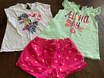 gymboree size 10 tropical girls hawaii flamingo shorts top set lot outfit vguc
