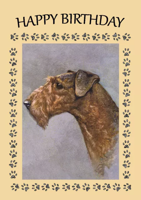 Airedale Terrier Dog Head Study Birthday Greetings Note Card