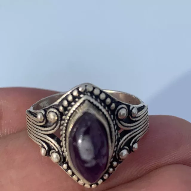 Ancient Silver Color Ring With Purple Stone Amazing Artifact