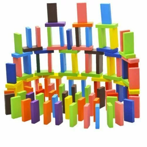 Toyshine 120 pezzi Set di blocchi di domino in legno a 12 colori, gioco...