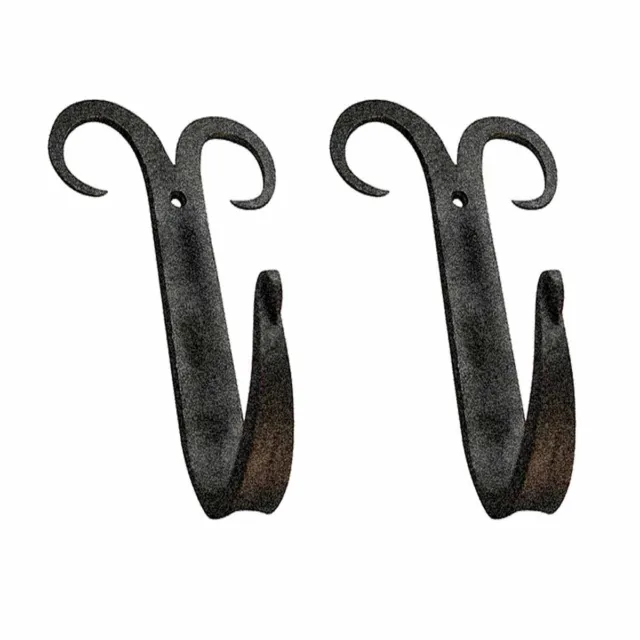 Black Coat Hanger Robe Hook Wrought Iron Pack of 2 Renovators Supply