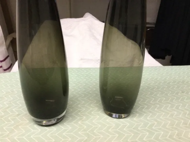 Vase Blumenvase Rauchglas 2 Stück  grün - grau 25 cm
