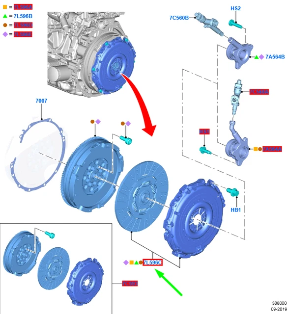 FORD RANGER T6 MK1 Clutch Repair Kit 2553118 JB31-7540-AC NEW GENUINE £ ...