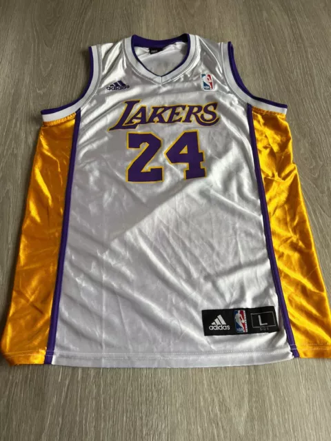 Kobe Bryant Trikot NBA Adidas LA Lakers 24 Weiß Gold Größe L Jersey