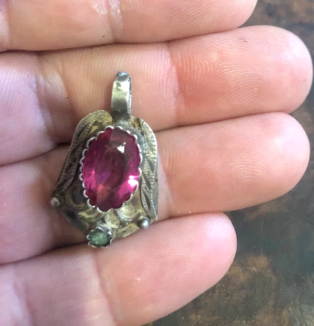 Pendentif Ancien En Argent Massif Doré / Vermeil XIXe Siècle - Transformable En Broche
