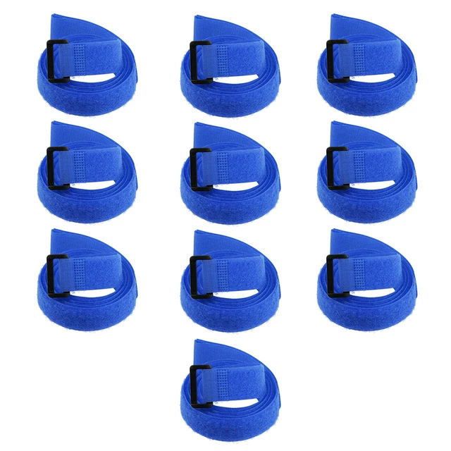 10Pcs Crochet Boucle 1 x 39 Pouces Sangles Fixation Réutilisable Câble Bleu
