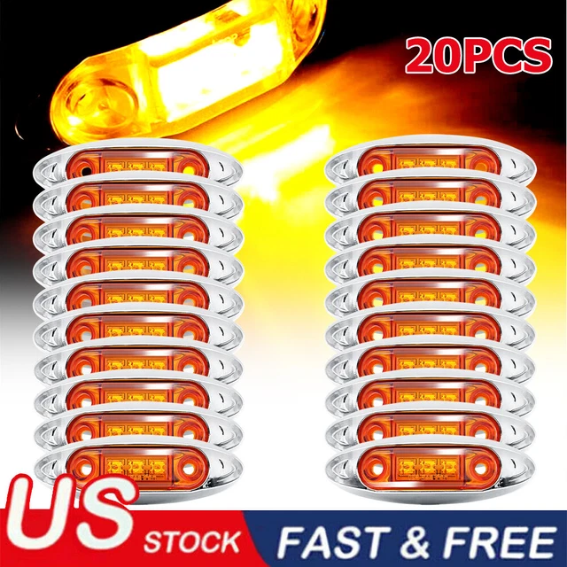 Lot De 6 Feux De Gabarit LED Pour Camion/remorque - 12V, 8 LEDs, Jaune - Résistants Aux Chocs, étanches