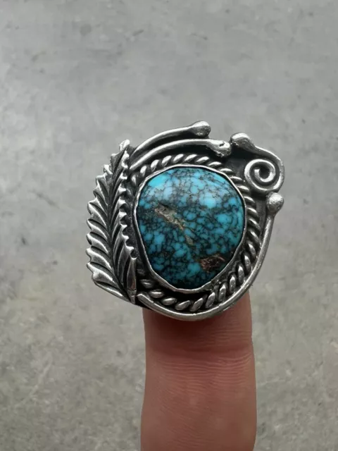 NATIVE AMERICAN STERLING Silver 925 Turquoise Ring Size 9.5 14 Grams ...