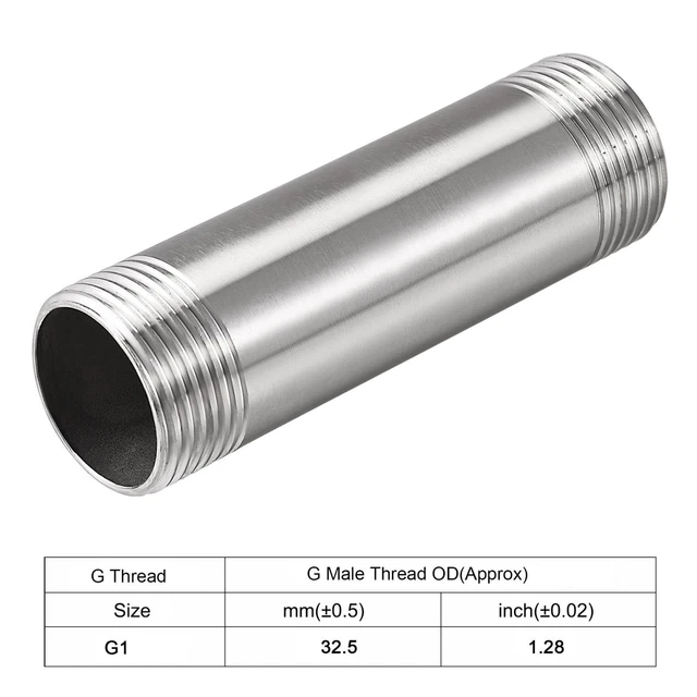 PATIKIL Raccordo Tubi in Acciaio Inossidabile 304 G1 x G1 Filetto Maschio, 4pz 2 Pollice/50mm Lunghezza Connettore Raccordo Accoppiamento Tubo Fuso con Capezzolo