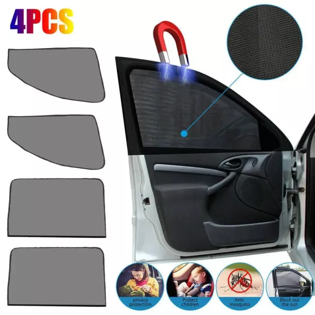 Magnetic Car Sunshade 4PCS UV Protector Front Rear Side Window Curtain Sun shade