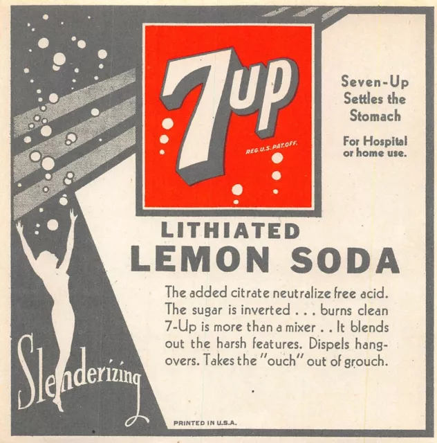 Splendide / Authentique  Publicite / Label Can Usa 7Up Lithiated Lemon Soda