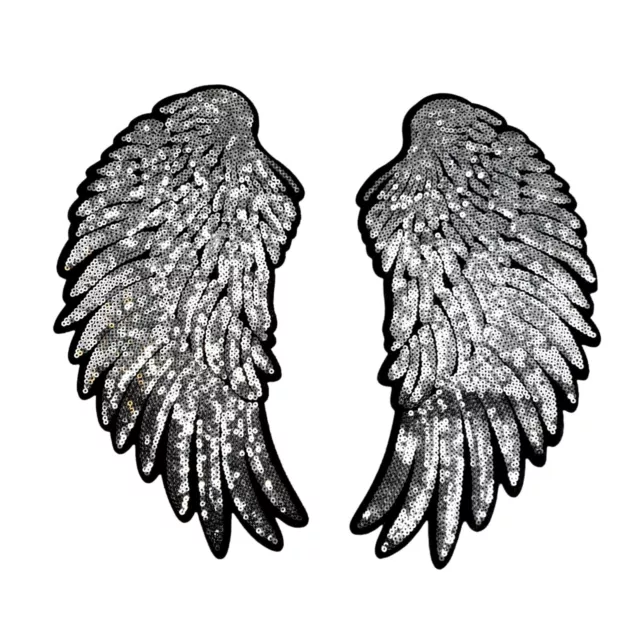Silver Wing Angel Iron On / Sew On Embroidered Patch Badge Fancy Dress Patches