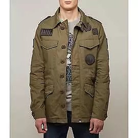 Pretty Green Mens Four Pocket Badge Jacket Size XS Khaki