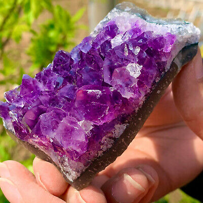 166G Natural Amethyst geode quartz cluster crystal specimen Healing 2