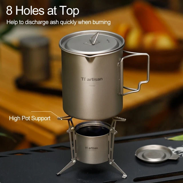 Poêle Camping Pliable à Bois - Hauteur Réglable 36-56 Cm - Pour 5 Personnes Ou Plus - Cuisine Et Chauffage Extérieur