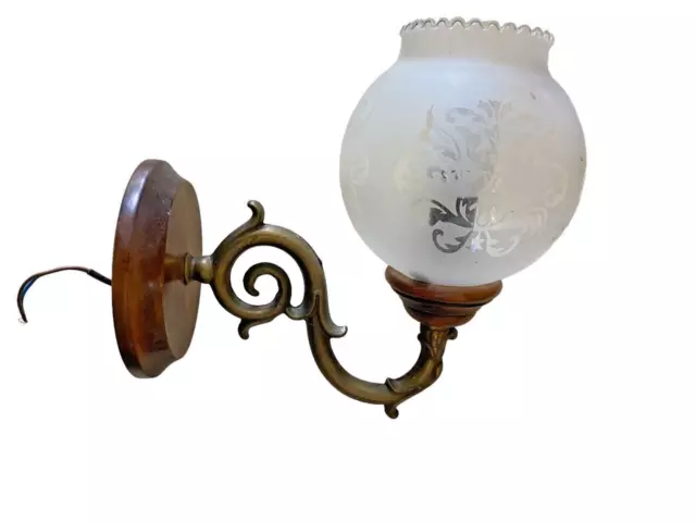 Ancienne Applique Bois Bronze Lampe De Lecture Chevet Notaire Bouillotte Lustre