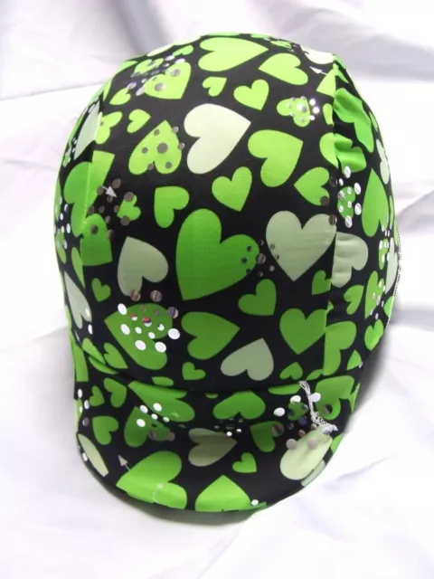 Ecotak Lycra Helmet Cover - black & green hearts Ecotak