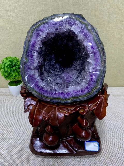 A++23.32LB Natural Amethyst geode quartz cluster crystal specimen healing+stand
