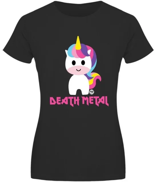 Death Metal Unicorn, Ladies Black T-Shirt, Magical, Funny, Mythical Music Horse