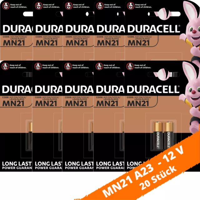 20 x Duracell MN21 V23GA LR23A A23 8LR932 12V Batterie Knopfzelle Alkaline