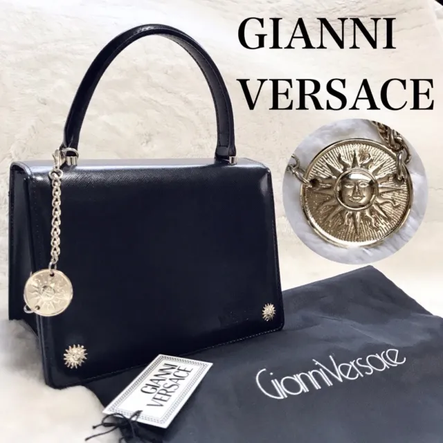 Gianni Versace Sunburst  Handbag  Black【 Excellent+ 】 from Japan