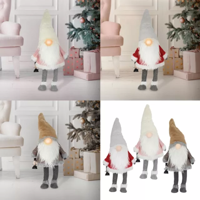 Gnomo navidad con linterna nariz led blanco cálido figura escandinava a elegir