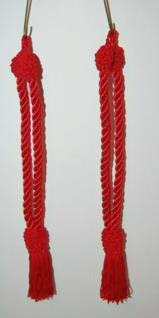 Decorative Pair Rope Cord Curtain Tie Back With Tassel Fringe Red - 2 Ties