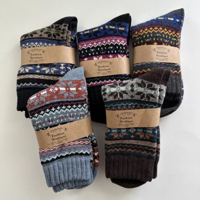 5 Pairs Women's Thick And Warm Mid-calf Crew Wool Socks For Autumn & Winter USA