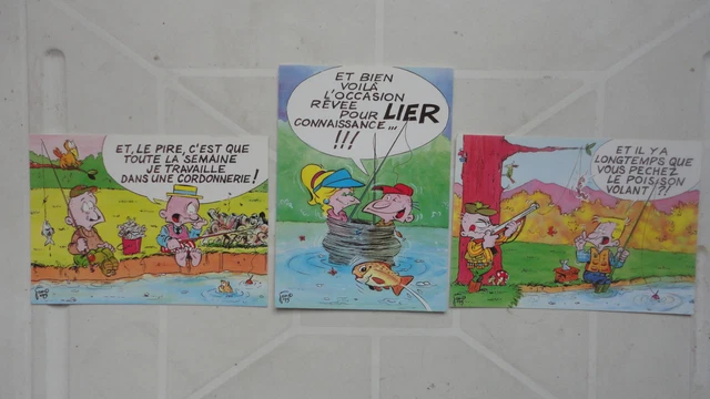 Lot De 3 Cp Humoristique Serie Peche